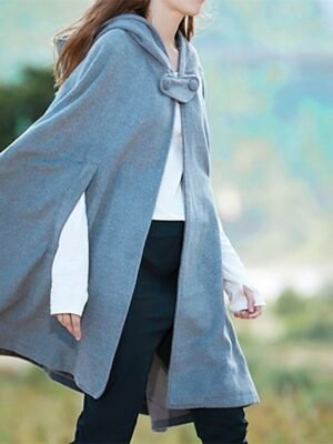Artistic Oversize Plain Hoodie Sleeveless Cloak - Image 5