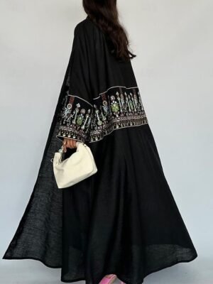Artistic Regular Fit Embroidered Long Sleeve Maxi Jacket - Image 10