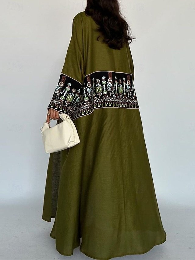 Artistic Regular Fit Embroidered Long Sleeve Maxi Jacket - Image 2