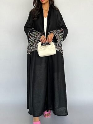 Artistic Regular Fit Embroidered Long Sleeve Maxi Jacket - Image 9