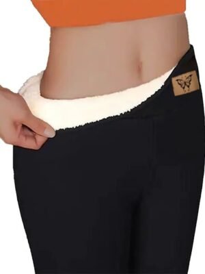 Athleisure High Elasticity Solid Thermal Leggings - Image 1
