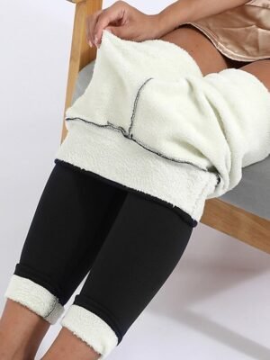 Athleisure High Elasticity Solid Thermal Leggings - Image 14