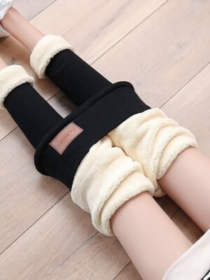 Athleisure High Elasticity Solid Thermal Leggings - Image 15