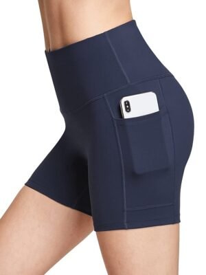 Athleisure Skinny Solid High Waist Elastic Shorts - Image 1