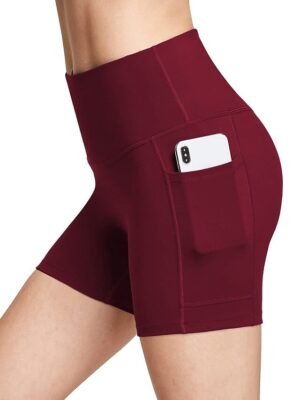 Athleisure Skinny Solid High Waist Elastic Shorts - Image 3