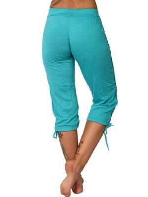 Athleisure Skinny Striped High Waist Drawstring Capri Leggings - Image 7