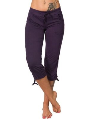 Athleisure Skinny Striped High Waist Drawstring Capri Leggings - Image 9