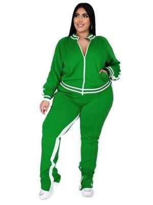 Athletic Loose Striped Crew Neck Long Sleeve Winter Tracksuit - Image 11