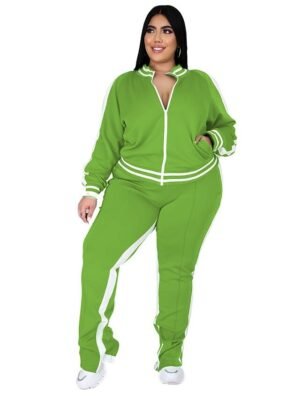 Athletic Loose Striped Crew Neck Long Sleeve Winter Tracksuit - Image 17