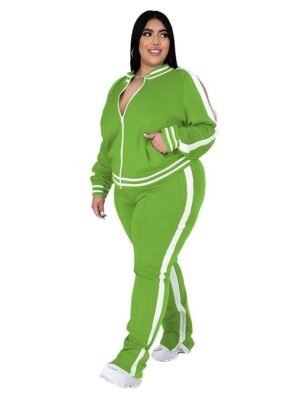 Athletic Loose Striped Crew Neck Long Sleeve Winter Tracksuit - Image 18