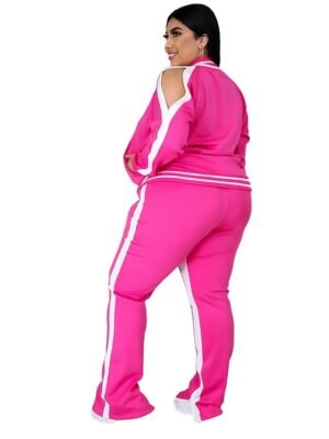 Athletic Loose Striped Crew Neck Long Sleeve Winter Tracksuit - Image 26