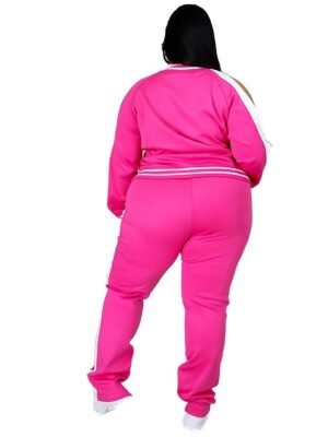 Athletic Loose Striped Crew Neck Long Sleeve Winter Tracksuit - Image 27