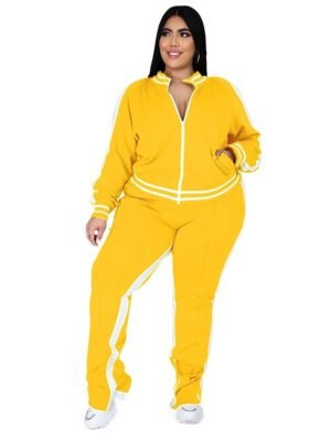 Athletic Loose Striped Crew Neck Long Sleeve Winter Tracksuit - Image 4