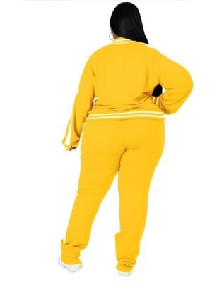 Athletic Loose Striped Crew Neck Long Sleeve Winter Tracksuit - Image 5