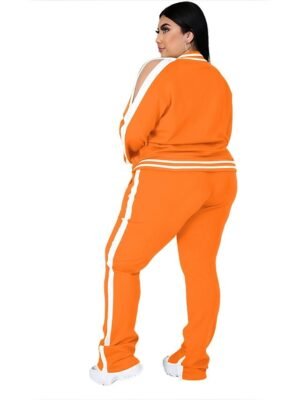 Athletic Loose Striped Crew Neck Long Sleeve Winter Tracksuit - Image 9