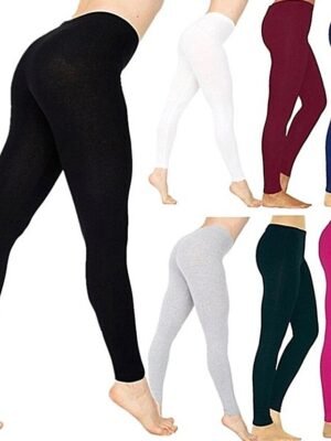 Athletic Regular Fit Plain Mid Waist Full Length Leggings - Image 7