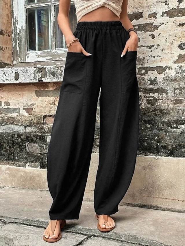 Basic Casual Regular Fit Plain Full Length Tapered Trousers - Image 1