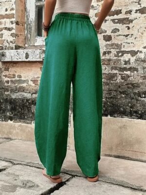 Basic Casual Regular Fit Plain Full Length Tapered Trousers - Image 10