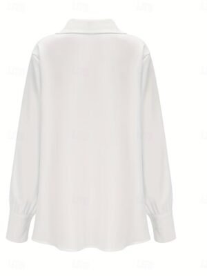 Basic Casual Solid Colour Cowl Neck Long Sleeve Regular Top - Image 4