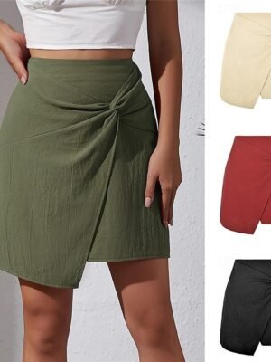 Basic Casual Solid High Waist Mini Skirt - Image 1