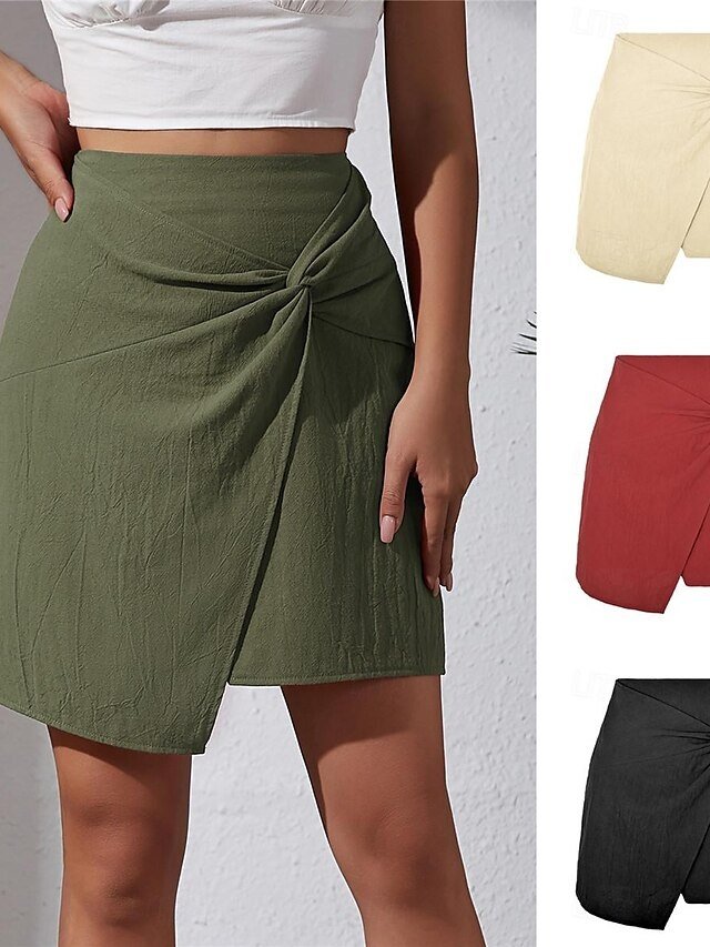 Basic Casual Solid High Waist Mini Skirt - Image 1