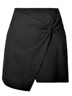 Basic Casual Solid High Waist Mini Skirt - Image 22