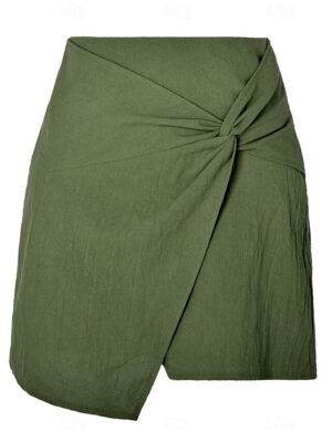 Basic Casual Solid High Waist Mini Skirt - Image 3