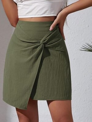 Basic Casual Solid High Waist Mini Skirt - Image 6