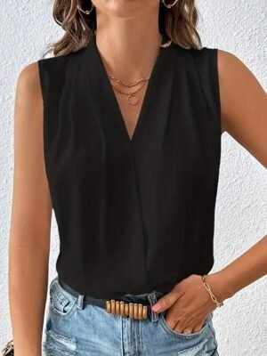 Basic Casual Solid V Neck Sleeveless Summer Camisole - Image 5