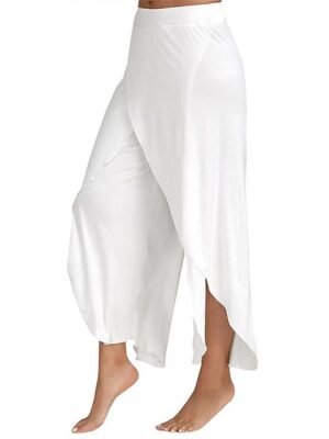 Basic Loose Letter Mid Waist Split Wide Leg Culottes - Image 3