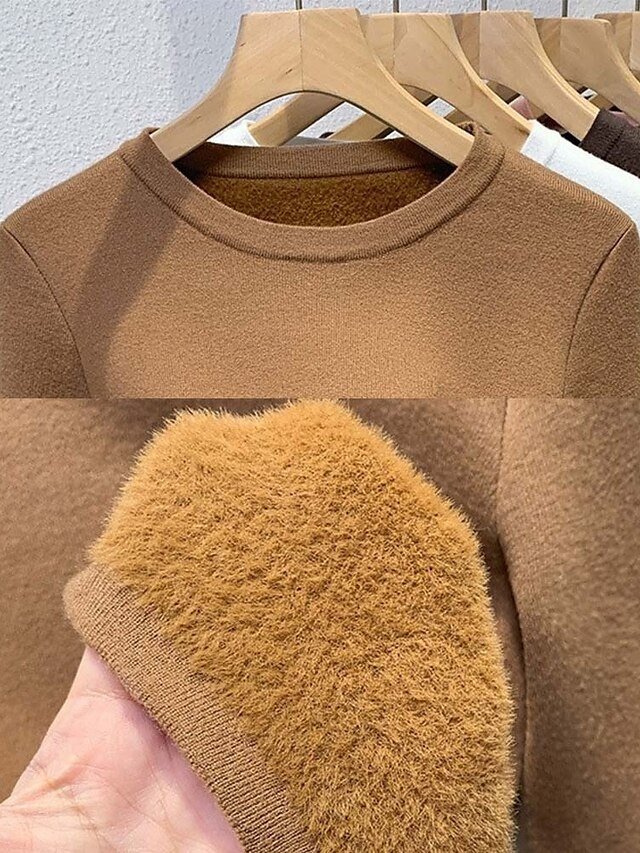 Basic Loose Solid Crew Neck Long Sleeve Sweater - Image 2