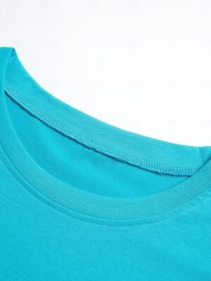 Basic Oversized Plain Round Neck Short Sleeve Top - Image 12