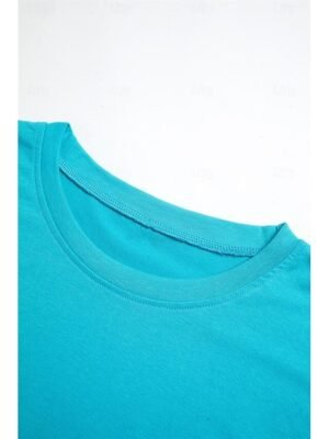 Basic Oversized Plain Round Neck Short Sleeve Top - Image 18