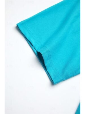 Basic Oversized Plain Round Neck Short Sleeve Top - Image 19