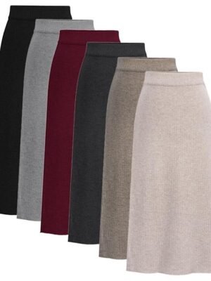 Basic Pencil Solid Split Midi Skirt - Image 5