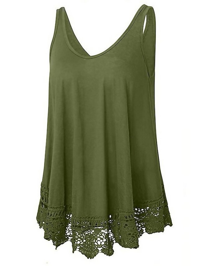 Basic Plus Size Lace Crew Neck Sleeveless Regular Vest - Image 1