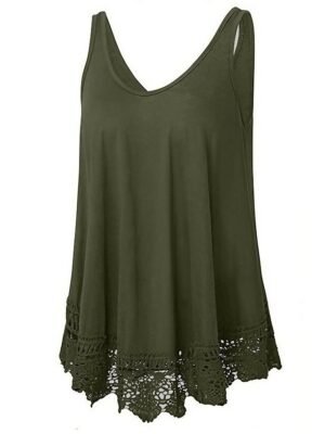 Basic Plus Size Lace Crew Neck Sleeveless Regular Vest - Image 10