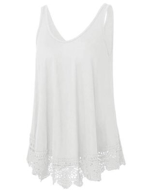 Basic Plus Size Lace Crew Neck Sleeveless Regular Vest - Image 2