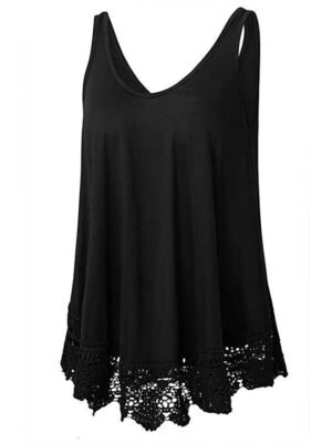 Basic Plus Size Lace Crew Neck Sleeveless Regular Vest - Image 3