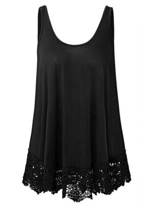 Basic Plus Size Lace Crew Neck Sleeveless Regular Vest - Image 4