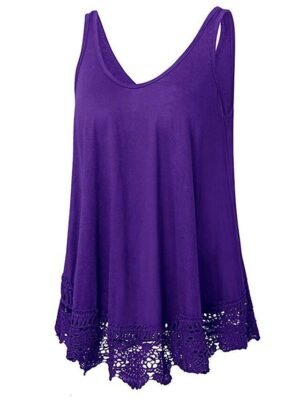 Basic Plus Size Lace Crew Neck Sleeveless Regular Vest - Image 7