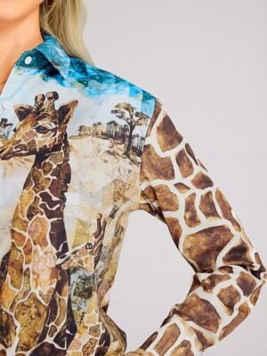 Basic Regular Animal Print Shirt Collar Long Sleeve Blouse - Image 3