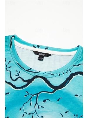 Basic Regular Cat Print Round Neck Short Sleeve Summer Top - Image 4