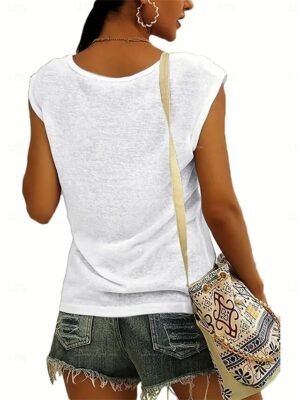 Basic Regular Fit Plain V Neck Sleeveless T-Shirt - Image 14