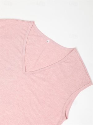 Basic Regular Fit Plain V Neck Sleeveless T-Shirt - Image 24