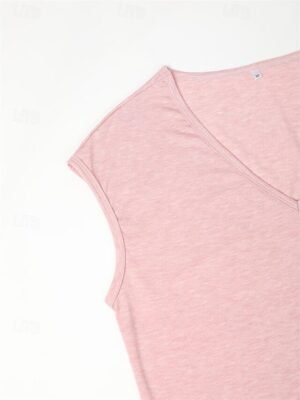 Basic Regular Fit Plain V Neck Sleeveless T-Shirt - Image 25