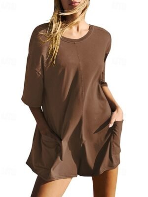 Basic Regular Fit Solid Crew Neck Short Sleeve Romper - Image 18