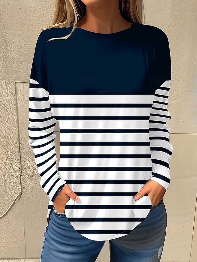 Basic Regular Floral Round Neck Long Sleeve Top - Image 2