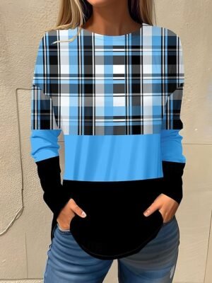 Basic Regular Floral Round Neck Long Sleeve Top - Image 7