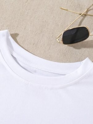 Basic Regular Funny Cat Letter Print Round Neck Short Sleeve T-Shirt - Image 4